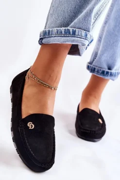 Damskie Zamszowe Mokasyny Czarne Colena