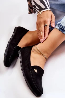 Damskie Zamszowe Mokasyny Czarne Colena