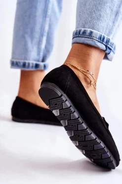 Damskie Zamszowe Mokasyny Czarne Colena