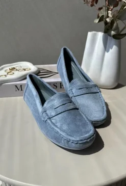 Damskie Zamszowe Mokasyny Niebieskie Lenvie