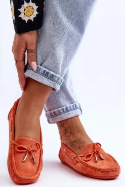 Damskie Zamszowe Mokasyny Pomarańczowe Si Passione