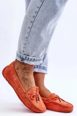 Damskie Zamszowe Mokasyny Pomarańczowe Si Passione