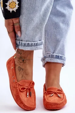 Damskie Zamszowe Mokasyny Pomarańczowe Si Passione