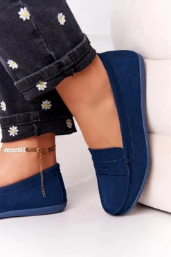 Damskie Zamszowe Mokasyny Big Star HH274663 Granatowe