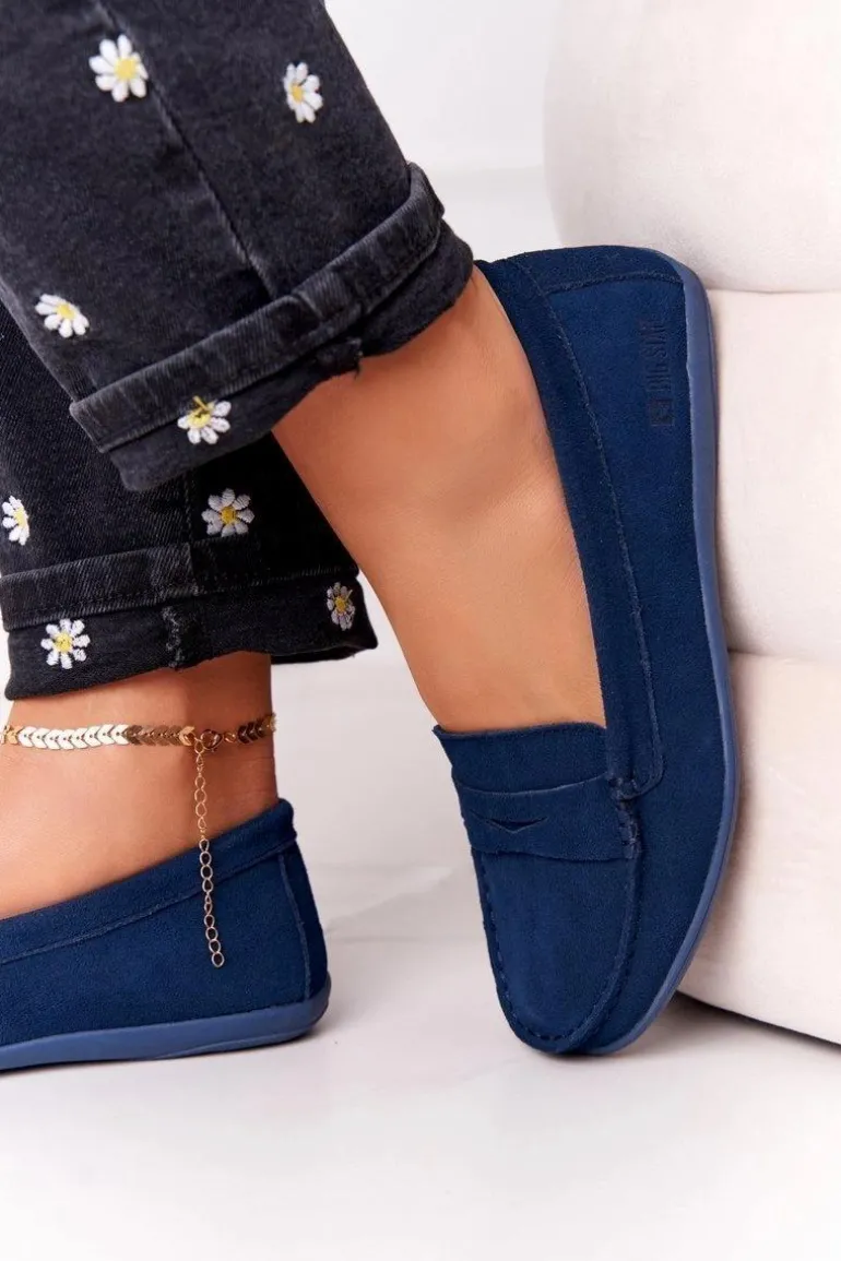 Damskie Zamszowe Mokasyny Big Star HH274663 Granatowe