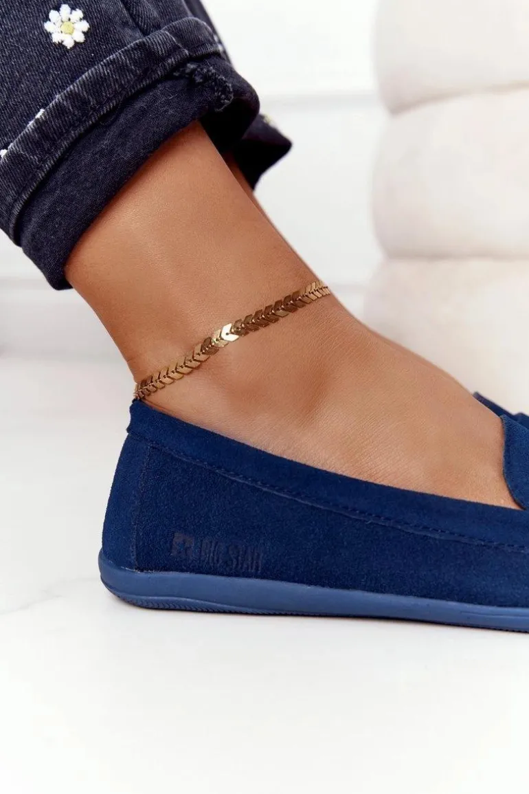 Damskie Zamszowe Mokasyny Big Star HH274663 Granatowe