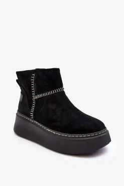 Damskie Zamszowe Śniegowce Maciejka 06257-01 Czarne