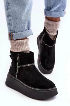 Damskie Zamszowe Śniegowce Maciejka 06257-01 Czarne