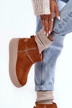 Damskie Zamszowe Śniegowce Maciejka 06257-29 Brązowe