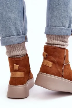 Damskie Zamszowe Śniegowce Maciejka 06257-29 Brązowe