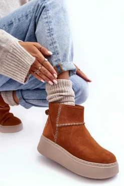 Damskie Zamszowe Śniegowce Maciejka 06257-29 Brązowe