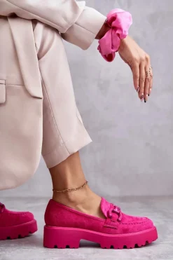 Damskie Zamszowe Półbuty Na Platformie Różowe Gunn