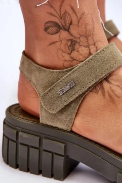 Damskie Zamszowe Sandały Big Star LL276033 Zielone