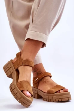 Damskie Zamszowe Sandały Big Star LL276032 Camel