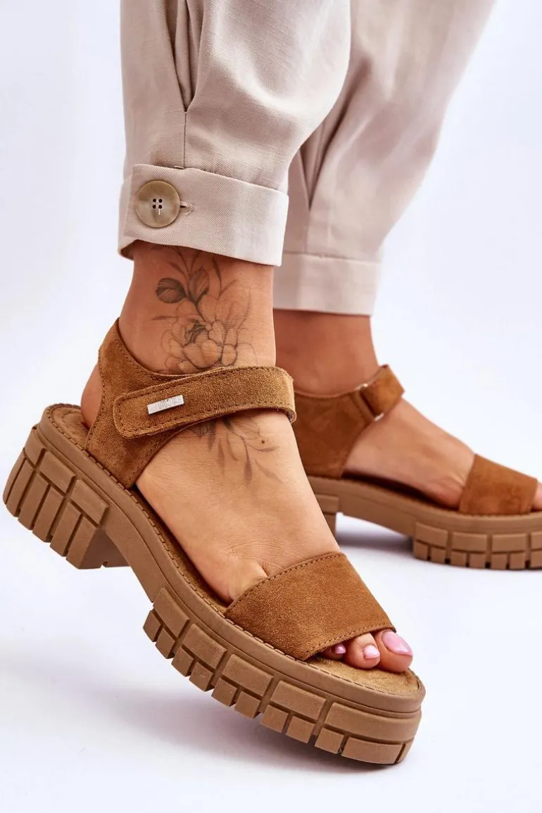 Damskie Zamszowe Sandały Big Star LL276032 Camel