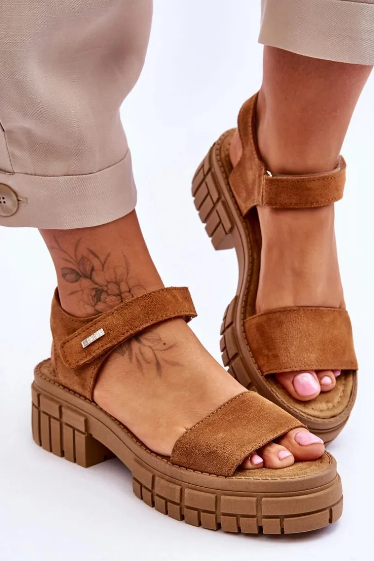 Damskie Zamszowe Sandały Big Star LL276032 Camel