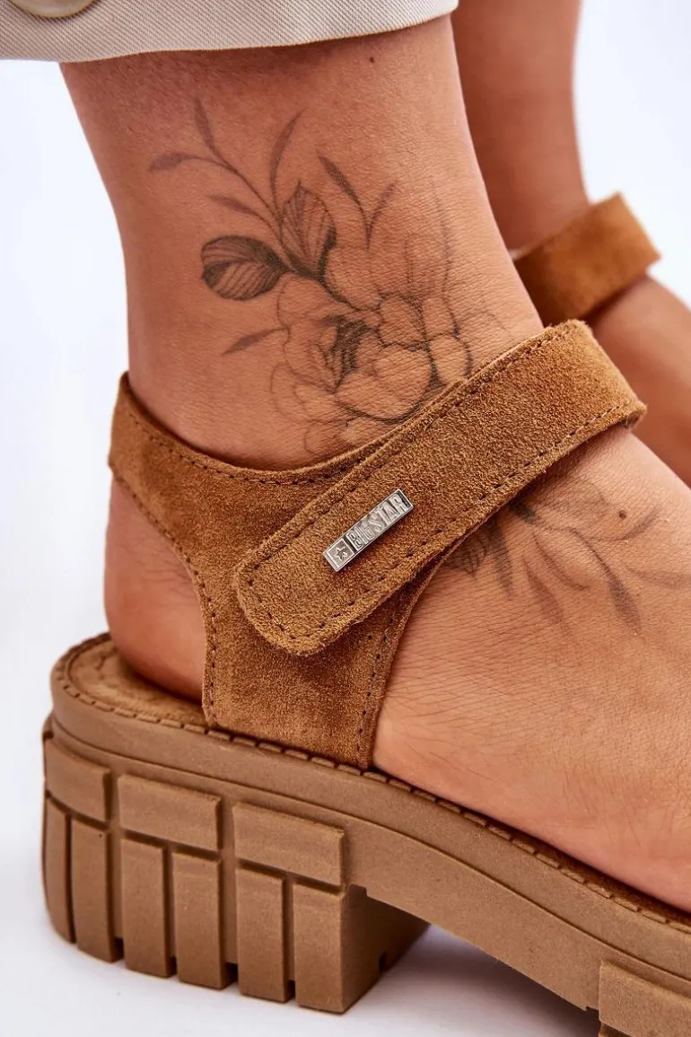 Damskie Zamszowe Sandały Big Star LL276032 Camel