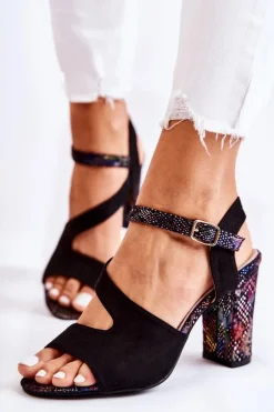 Damskie Zamszowe Sandały Czarne Veneta