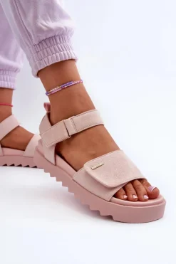 Damskie Zamszowe Sandały Na Platformie Big Star NN274701 Różowe