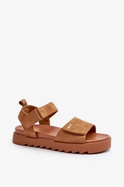 Damskie Zamszowe Sandały Na Platformie Big Star NN274705 Brązowe