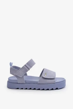 Damskie Zamszowe Sandały Na Platformie Big Star NN274706 Niebieskie