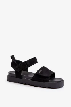 Damskie Zamszowe Sandały Na Platformie Big Star NN274700 Czarne