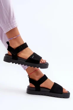 Damskie Zamszowe Sandały Na Platformie Big Star NN274700 Czarne