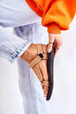 Damskie Zamszowe Sportowe Sandały Ciemnobeżowe Harris