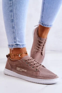 Damskie Zamszowe Tenisówki Brązowe Cloesa