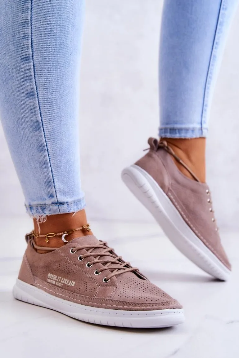 Damskie Zamszowe Tenisówki Brązowe Cloesa