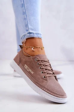 Damskie Zamszowe Tenisówki Brązowe Cloesa
