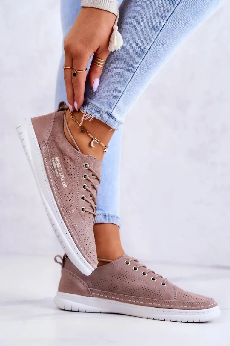 Damskie Zamszowe Tenisówki Brązowe Cloesa