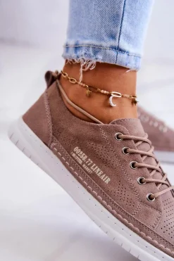 Damskie Zamszowe Tenisówki Brązowe Cloesa