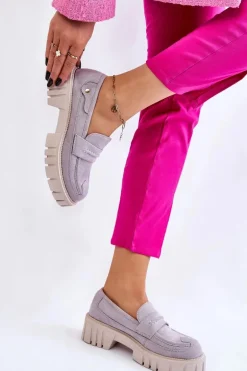 Damskie Zamszowe Wsuwane Półbuty Szare Fiorell