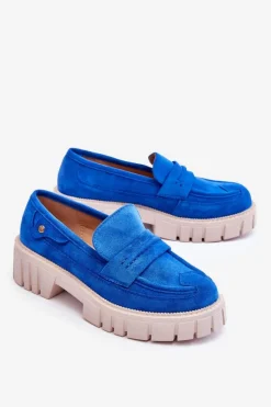 Damskie Zamszowe Wsuwane Półbuty Niebieskie Fiorell