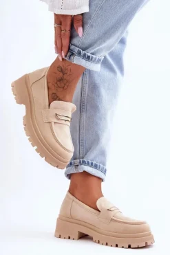 Damskie Zamszowe Wsuwane Mokasyny Beżowe Pure Love