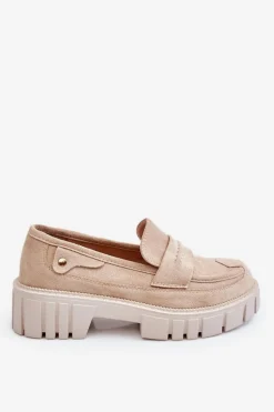 Damskie Zamszowe Wsuwane Półbuty Beżowe Fiorell