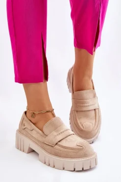 Damskie Zamszowe Wsuwane Półbuty Beżowe Fiorell