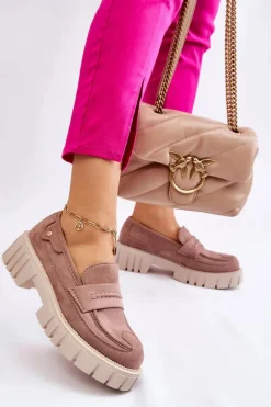 Damskie Zamszowe Wsuwane Półbuty Jasnobrązowe Fiorell