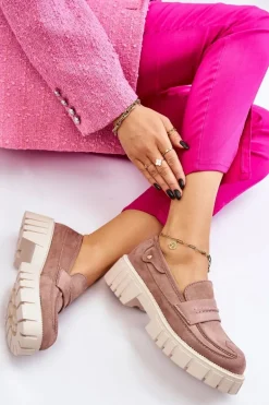 Damskie Zamszowe Wsuwane Półbuty Jasnobrązowe Fiorell