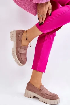 Damskie Zamszowe Wsuwane Półbuty Jasnobrązowe Fiorell