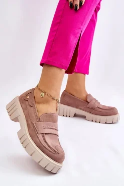 Damskie Zamszowe Wsuwane Półbuty Jasnobrązowe Fiorell