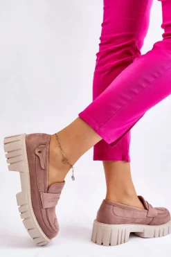 Damskie Zamszowe Wsuwane Półbuty Jasnobrązowe Fiorell