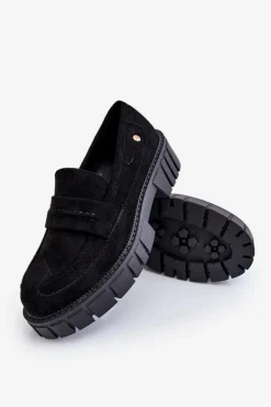 Damskie Zamszowe Wsuwane Półbuty Czarne Fiorell