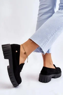 Damskie Zamszowe Wsuwane Półbuty Czarne Fiorell