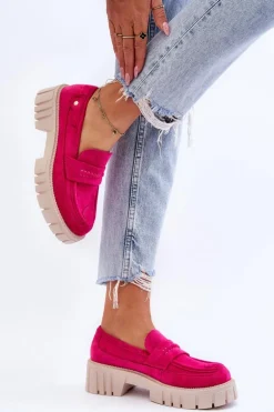Damskie Zamszowe Wsuwane Półbuty Fuksja Fiorell
