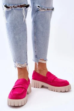 Damskie Zamszowe Wsuwane Półbuty Fuksja Fiorell