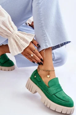 Damskie Zamszowe Wsuwane Półbuty Zielone Fiorell