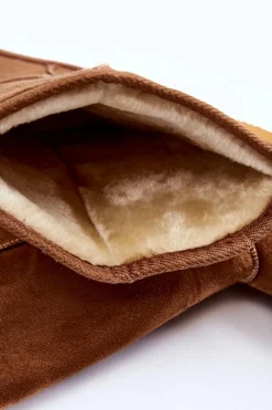 Damskie Zamszowe Wysokie Śniegowce Ocieplane Camel Reyma