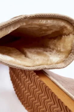 Damskie Zamszowe Wysokie Śniegowce Ocieplane Beżowe Reyma